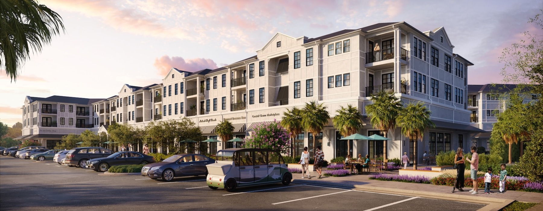 exterior rending of building and retail space