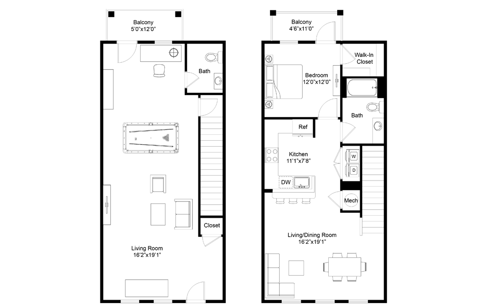 Dreamland - 1 bedroom floorplan layout with 1.5 bath and 1680 square feet.
